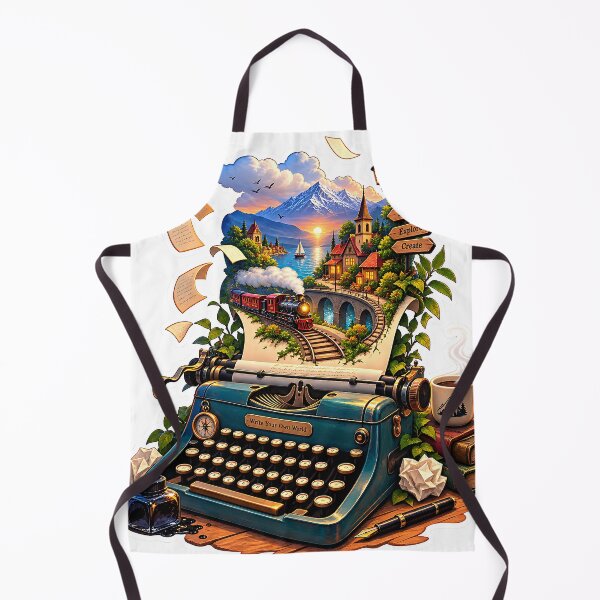 Item preview, Vintage Typewriter Travel Adventure Sticker – Mountain Village & Scenic Railway designed and sold by GenZStickerHub1.