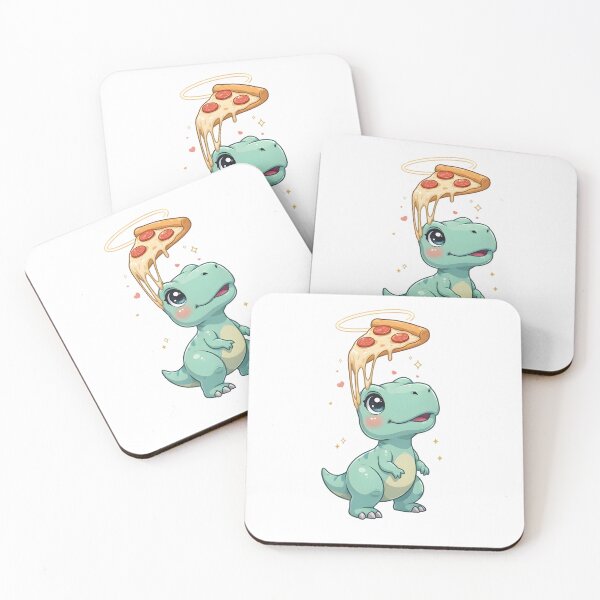 Item preview, Cute Kawaii T-Rex Dinosaur Pizza Sticker designed and sold by ChibiPCStudio.