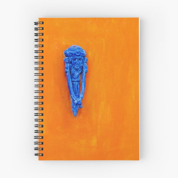 Item preview, Blue Decorative Door Knocker On Bright Orange Painted Door With Rustic Texture And Contrast designed and sold by Nmallia.