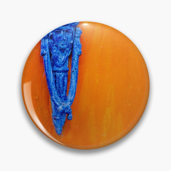 Item preview, Blue Decorative Door Knocker On Bright Orange Painted Door With Rustic Texture And Contrast designed and sold by Nmallia.