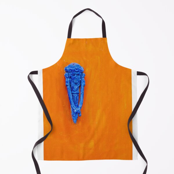 Item preview, Blue Decorative Door Knocker On Bright Orange Painted Door With Rustic Texture And Contrast designed and sold by Nmallia.