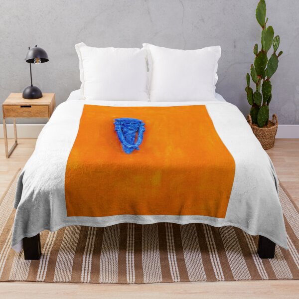 Item preview, Blue Decorative Door Knocker On Bright Orange Painted Door With Rustic Texture And Contrast designed and sold by Nmallia.
