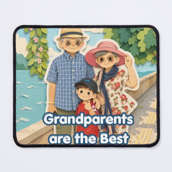 Item preview, Grandparents are the Best, Cute Family Vacation Beach Oil Painting designed and sold by BlossoraStudio.