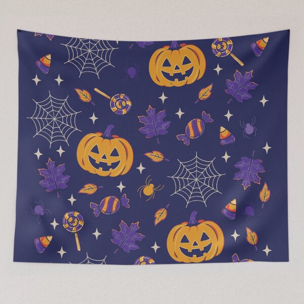 Item preview, Halloween Pattern – Pumpkins, Candy & Spiderwebs designed and sold by pumpkinchino.