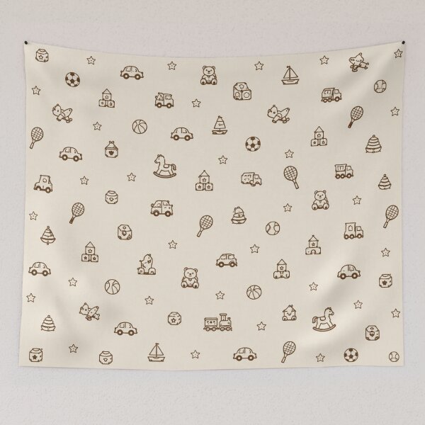 Item preview, Beige & Brown Boys Toys – Vintage Kids Playroom Pattern designed and sold by HO•Designs.
