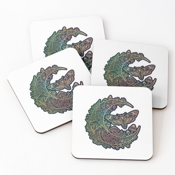 Item preview, Misty Cottagecore Celestial Moth & Mushrooms Sticker, Dark Botanical Kindle Decal designed and sold by KreatoLab.