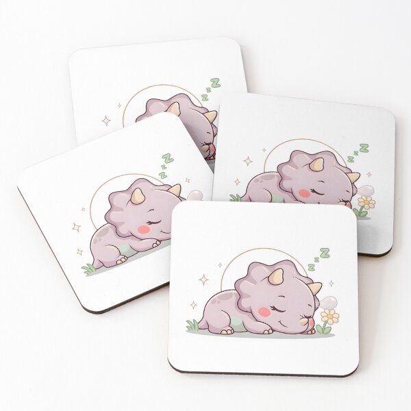 Item preview, Cute Kawaii Sleeping Triceratops Dinosaur Sticker designed and sold by ChibiPCStudio.