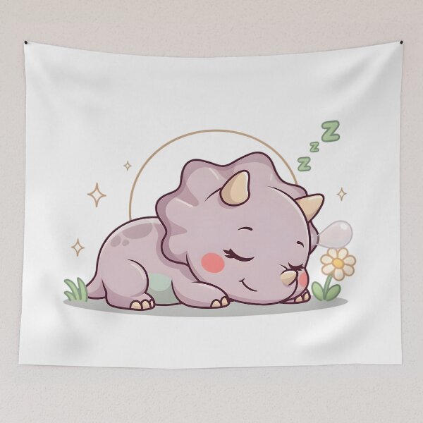 Item preview, Cute Kawaii Sleeping Triceratops Dinosaur Sticker designed and sold by ChibiPCStudio.