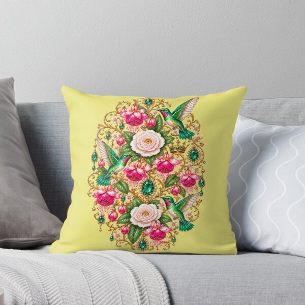Item preview, Emerald Hummingbirds & Fuchsia Jewels – Art Nouveau Botanical Emblem designed and sold by sunbowjp stadio.