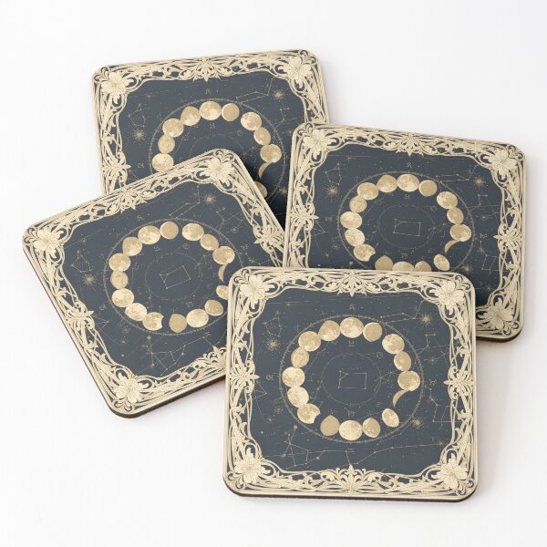 Item preview, Celestial Moon Phase Chart in Gilt designed and sold by PictorialWhimsy.