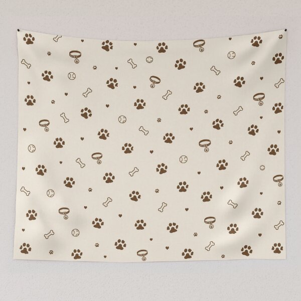 Item preview, Dog Paws, Collars & Bones – Neutral Beige Puppy Pattern designed and sold by HO•Designs.