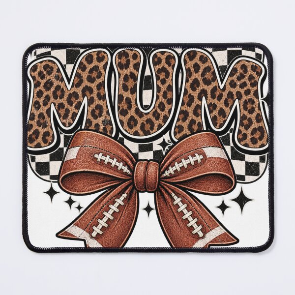 Item preview, Mum Football Bow Leopard Print Footy Mum with Chequered Coquette Bow Game Day Tee Australia designed and sold by Yellowriversss.