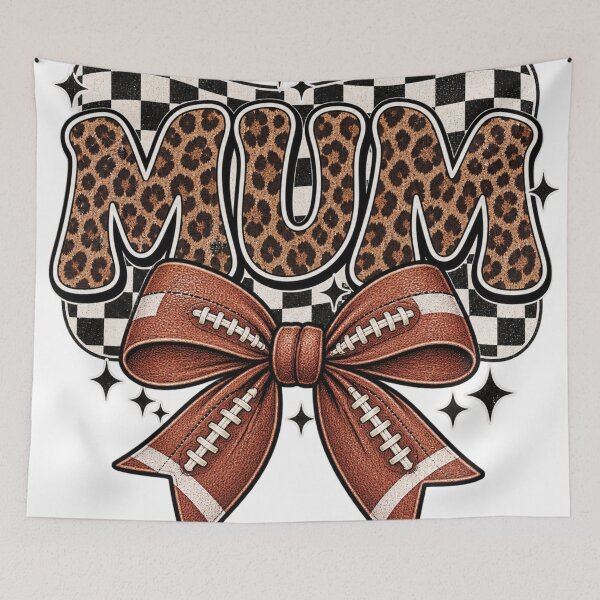 Item preview, Mum Football Bow Leopard Print Footy Mum with Chequered Coquette Bow Game Day Tee Australia designed and sold by Yellowriversss.