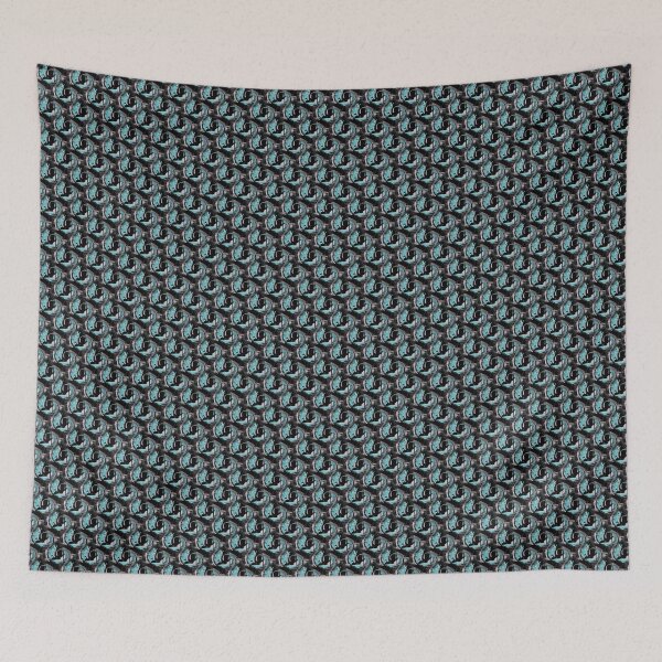 Item preview, Retro Circle Swirl in Black and Aquamarine designed and sold by Artistestella.