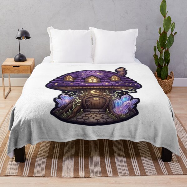 Item preview, Magical Celestial Mushroom House, Whimsical Cottagecore Fantasy Art designed and sold by MonaRose_Art.