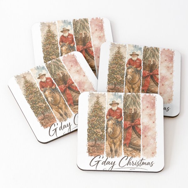 Item preview, G'day Christmas Aussie Country Christmas Cowboy Santa Tee Gum Tree Cowboy Horse Boots Australia designed and sold by Yellowriversss.
