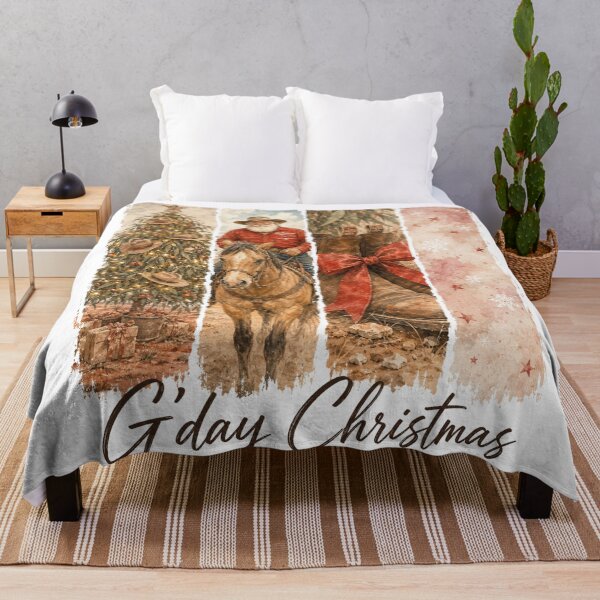 Item preview, G'day Christmas Aussie Country Christmas Cowboy Santa Tee Gum Tree Cowboy Horse Boots Australia designed and sold by Yellowriversss.