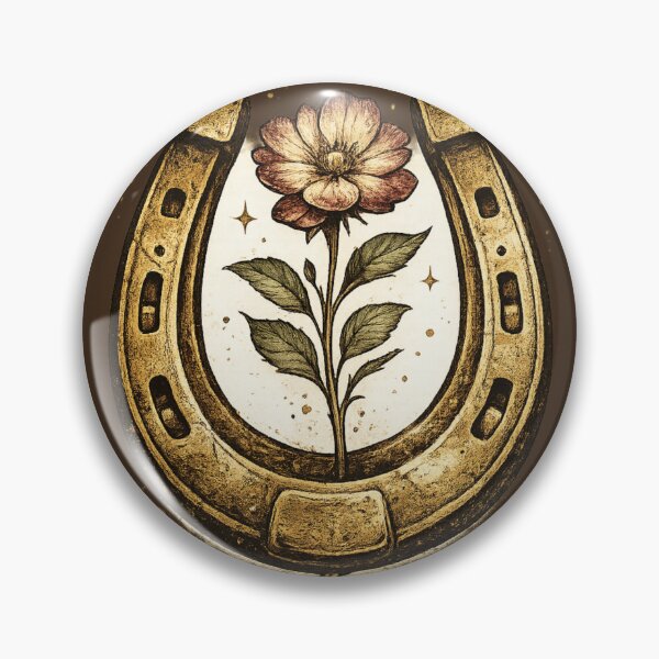 Item preview, Vintage Golden Horseshoe with Floral Illustration, Lucky Country Western Art designed and sold by MonaRose_Art.