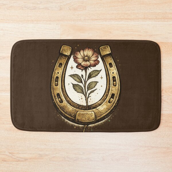 Item preview, Vintage Golden Horseshoe with Floral Illustration, Lucky Country Western Art designed and sold by MonaRose_Art.