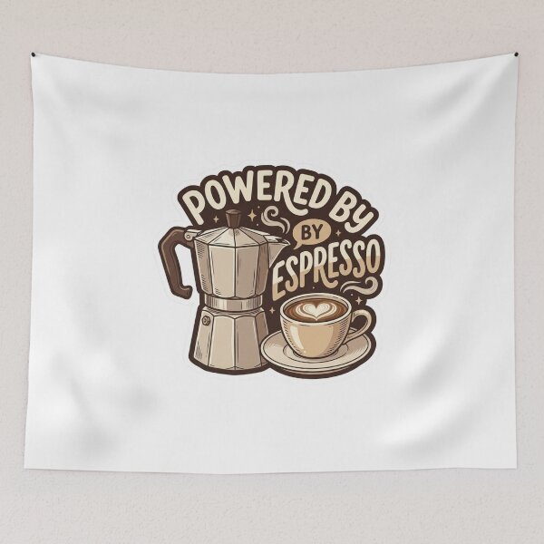 Item preview, Powered By Espresso Moka Pot Coffee Sticker, Home Barista Laptop Decal designed and sold by KreatoLab.