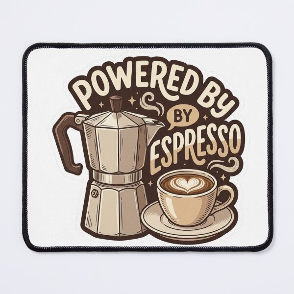 Item preview, Powered By Espresso Moka Pot Coffee Sticker, Home Barista Laptop Decal designed and sold by KreatoLab.
