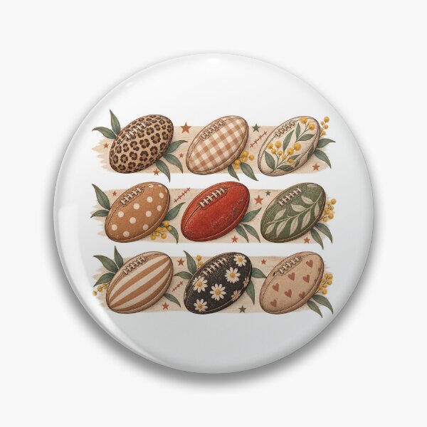 Item preview, Boho Aussie Footy Balls Collage Retro Wattle Floral Leopard Footy Art designed and sold by Yellowriversss.