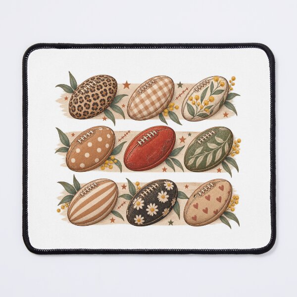Item preview, Boho Aussie Footy Balls Collage Retro Wattle Floral Leopard Footy Art designed and sold by Yellowriversss.