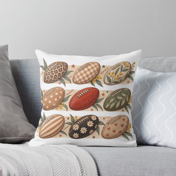 Item preview, Boho Aussie Footy Balls Collage Retro Wattle Floral Leopard Footy Art designed and sold by Yellowriversss.