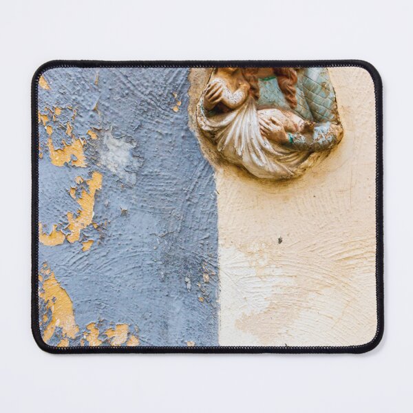 Item preview, Weathered Madonna And Child Statue On Peeling Painted Wall, Religious Street Shrine Detail designed and sold by Nmallia.