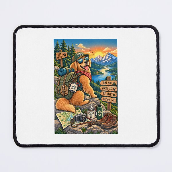 Item preview, Vintage Hiking Dog Mountain Adventure Illustration designed and sold by lovepower.
