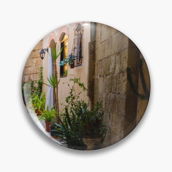Item preview, Charming Sunlit Narrow Mediterranean Alleyway With Potted Plants, Stone Walls and Arched Doorways designed and sold by Nmallia.