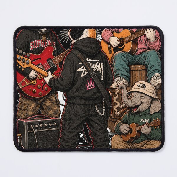 Item preview, Cozy Animal Jam Session - Dog Bass Guitar and Cat Pig Elephant Ukulele Band designed and sold by BRTHRCNK01.