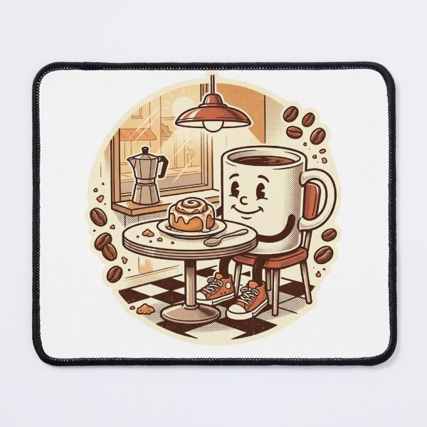 Item preview, Vintage Coffee Cup Cinnamon Roll Retro Illustration designed and sold by lovepower.