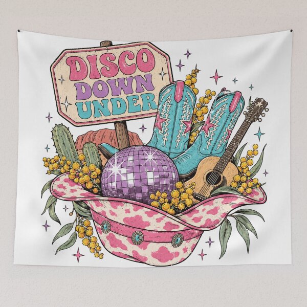 Item preview, Disco Down Under Pink Cowgirl Disco Ball Wattle Uluru Country Festival designed and sold by Yellowriversss.