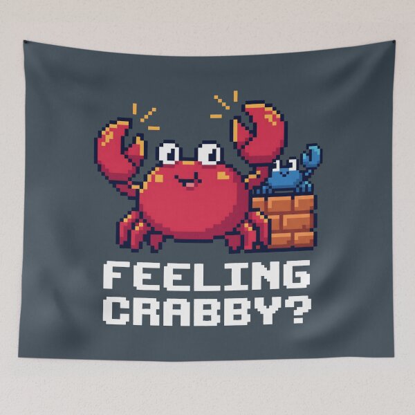 Item preview, Crabby Pixel Crab - Funny Gamer Gaming Humor designed and sold by SplashTastic.