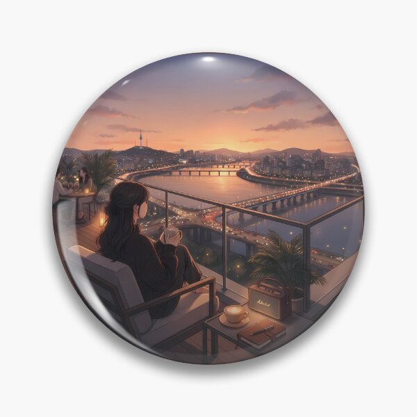 Item preview, Golden Hour in Seoul: Han River View Sunset Lounge & Retro Vibes designed and sold by SOOstudio73.