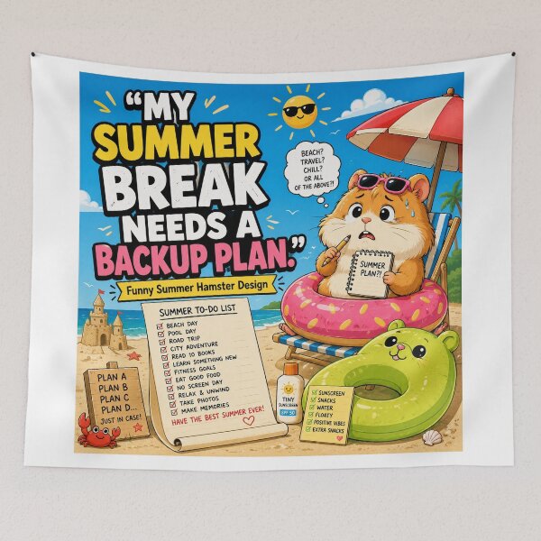 Item preview, Funny Summer Break Backup Plan Hamster Planning Meme designed and sold by shopevermint.