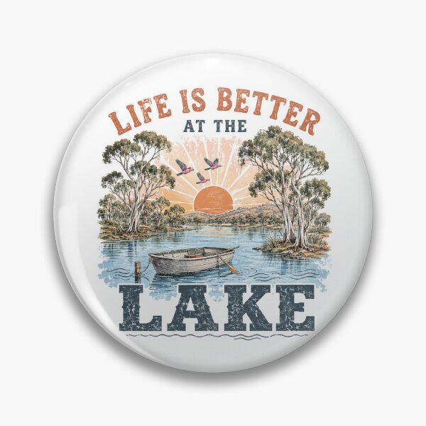 Item preview, Life Is Better At The Lake Retro Aussie Lake Galah Gum Tree Boat Sunset designed and sold by Yellowriversss.