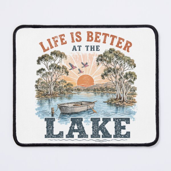 Item preview, Life Is Better At The Lake Retro Aussie Lake Galah Gum Tree Boat Sunset designed and sold by Yellowriversss.