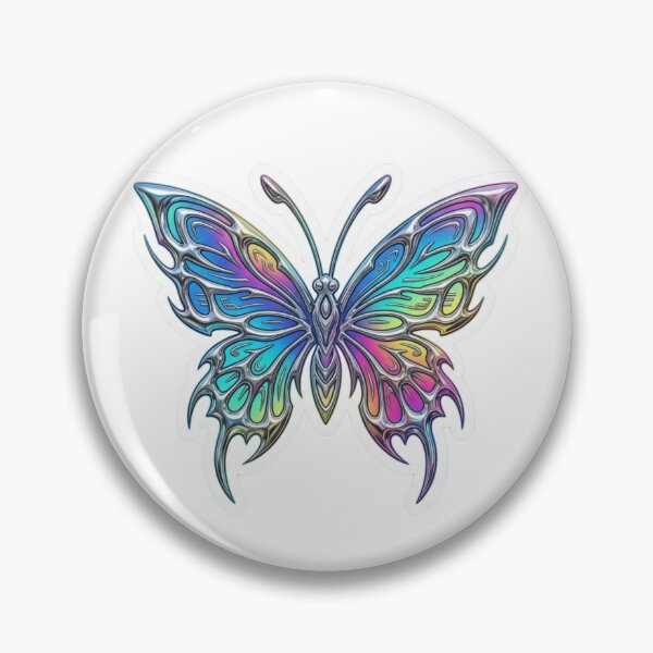 Item preview, Y2K Liquid Metal Tribal Butterfly Sticker Cyber Chrome Aesthetic Decal designed and sold by KreatoLab.