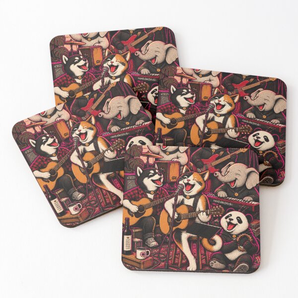 Item preview, Cozy Acoustic Animal Folk Band - Cat Singer Husky Guitar Elephant Keyboard Panda Tambourine designed and sold by BRTHRCNK01.