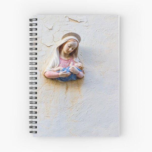 Item preview, Madonna and Child Wall Statue — Ceramic Virgin Mary Holding Baby Jesus On Textured Plaster designed and sold by Nmallia.