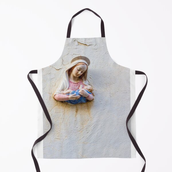 Item preview, Madonna and Child Wall Statue — Ceramic Virgin Mary Holding Baby Jesus On Textured Plaster designed and sold by Nmallia.