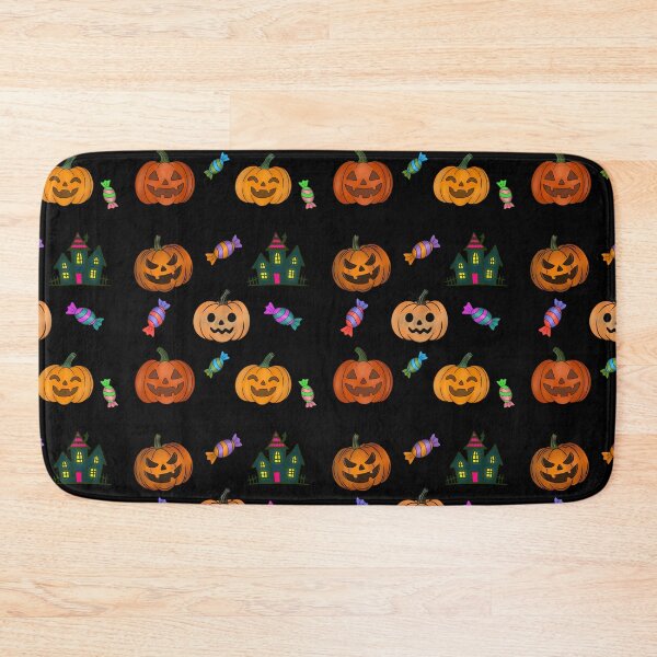 Item preview, Hand Drawn Halloween Pattern Jack O Lantern Pumpkins Trick or Treat Candy Haunted House designed and sold by Ink & Kind Studio.