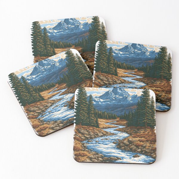 Item preview, Watercolor River Canyon Pine Valley Landscape designed and sold by TrendyGalaxy.