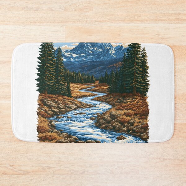 Item preview, Watercolor River Canyon Pine Valley Landscape designed and sold by TrendyGalaxy.