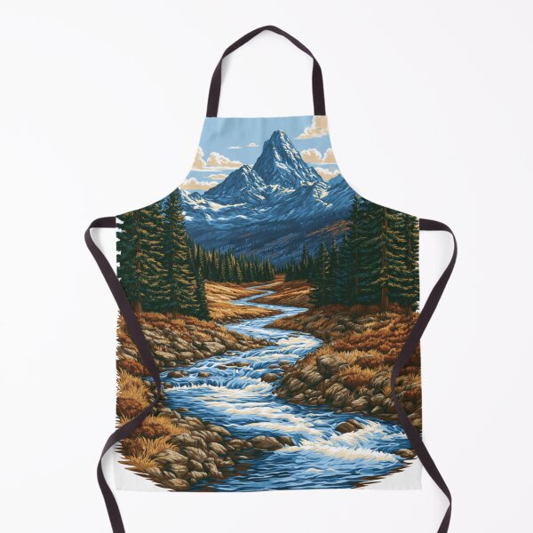 Item preview, Watercolor River Canyon Pine Valley Landscape designed and sold by TrendyGalaxy.