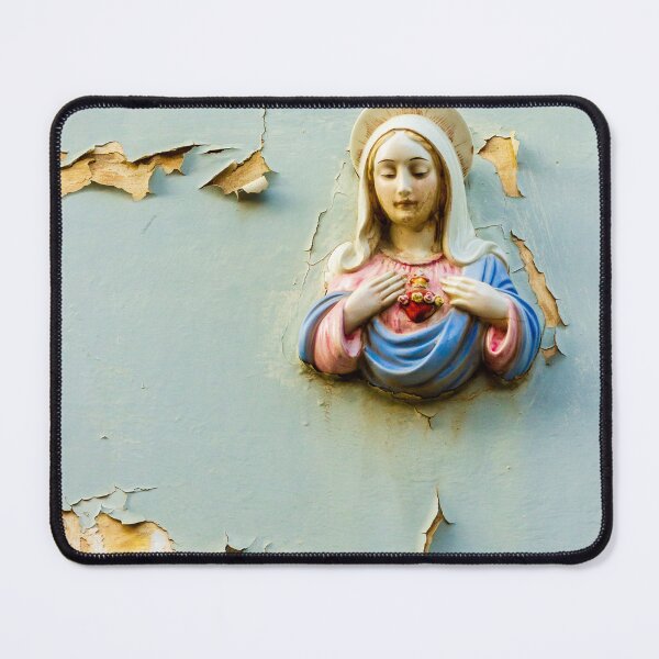 Item preview, Sacred Heart Statue of Virgin Mary on Weathered Wall designed and sold by Nmallia.