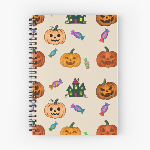 Item preview, Aged Cream Variant: Hand Drawn Halloween Pattern Jack O Lantern Pumpkins Trick or Treat Candy Haunted House designed and sold by Ink & Kind Studio.