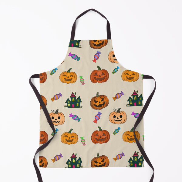 Item preview, Aged Cream Variant: Hand Drawn Halloween Pattern Jack O Lantern Pumpkins Trick or Treat Candy Haunted House designed and sold by Ink & Kind Studio.
